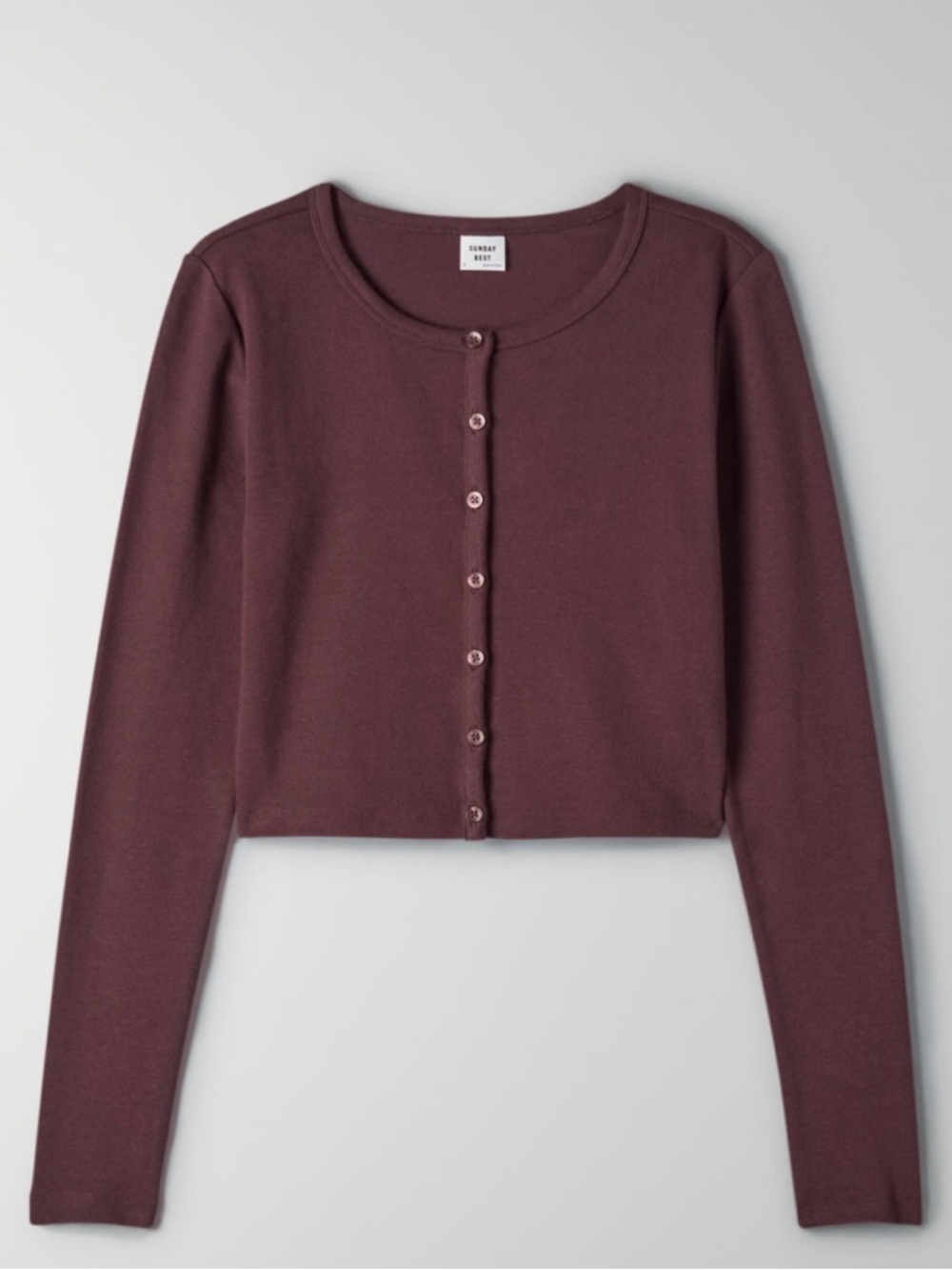 Aritzia Sunday best Cropped Cardigan - Deep Wine